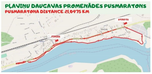 starts Robežu – Daugavas ielas krustojumā, līdz Daugavas 49 pa Daugavas ielu, trīs pilni apļi no Daugavas ielas 49 (finiša vietas).